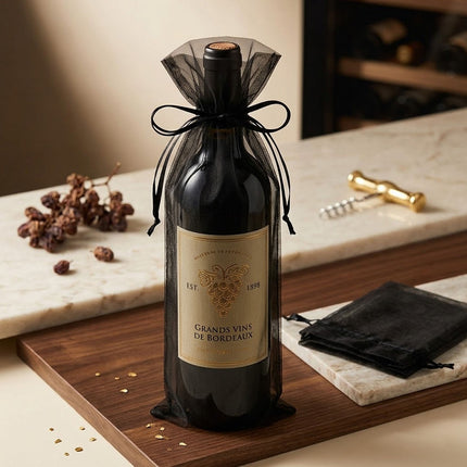 Organza Wine Bottle Gift Bags 30 Pack Drawstring Sheer Favour Pouches