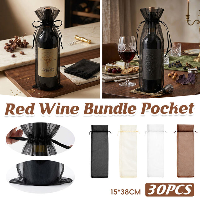 Organza Wine Bottle Gift Bags 30 Pack Drawstring Sheer Favour Pouches