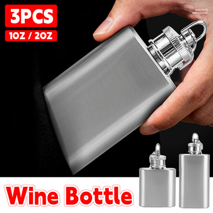 Mini Stainless Steel Hip Flask 1/2oz 3Pcs Portable Pocket Liquor Bottle Travel