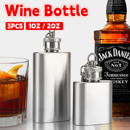 Mini Stainless Steel Hip Flask 1/2oz 3Pcs Portable Pocket Liquor Bottle Travel