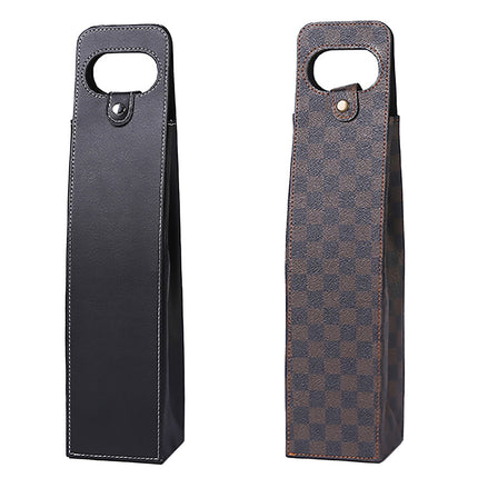 PU Leather Wine Tote Bag Foldable for Single Bottle Carrying
