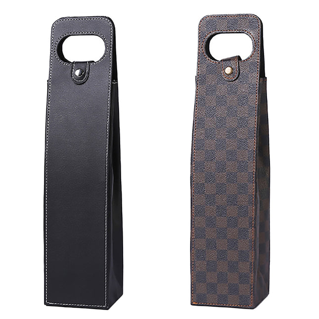PU Leather Wine Tote Bag Foldable for Single Bottle Carrying
