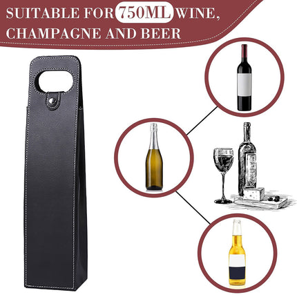 PU Leather Wine Tote Bag Foldable for Single Bottle Carrying