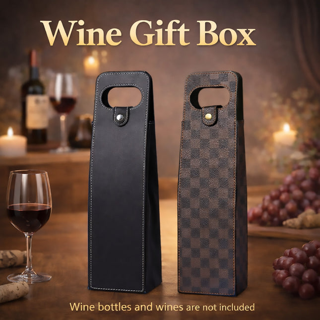 PU Leather Wine Tote Bag Foldable for Single Bottle Carrying