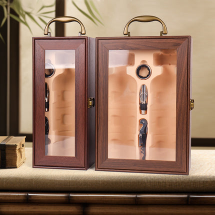 Wine Gift Box Single or Double Bottle Carrier with Handle for Red Wine Champagne