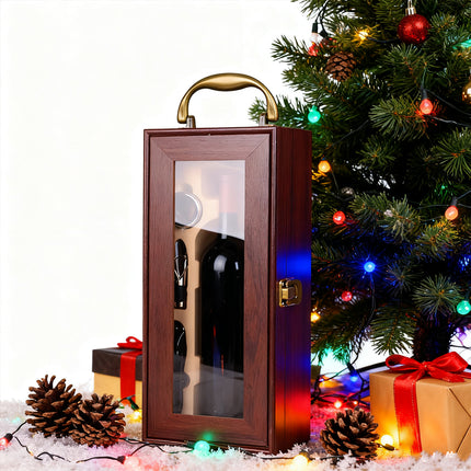 Wine Gift Box Single or Double Bottle Carrier with Handle for Red Wine Champagne
