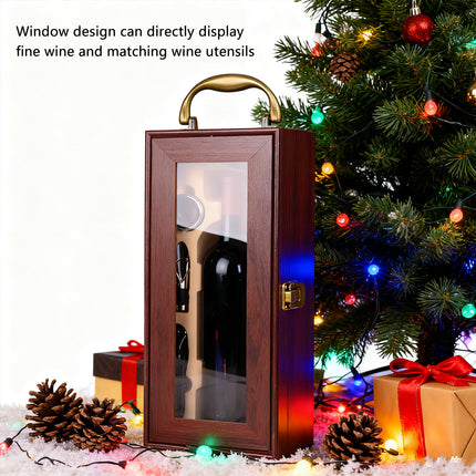 Wine Gift Box Single or Double Bottle Carrier with Handle for Red Wine Champagne