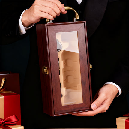 Wine Gift Box Single or Double Bottle Carrier with Handle for Red Wine Champagne