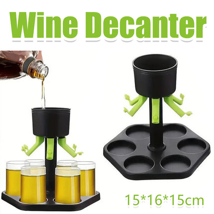 Hexagonal Fair Wine Dispenser with Six Plastic Cups for Home Bar Party Use