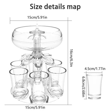 6 Head Wine Decanter Set with 6 Cups Clear Glass Wine Serving Kit for Home Party