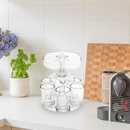 6 Head Wine Decanter Set with 6 Cups Clear Glass Wine Serving Kit for Home Party