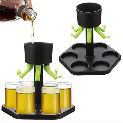 Hexagonal Fair Wine Dispenser with Six Plastic Cups for Home Bar Party Use