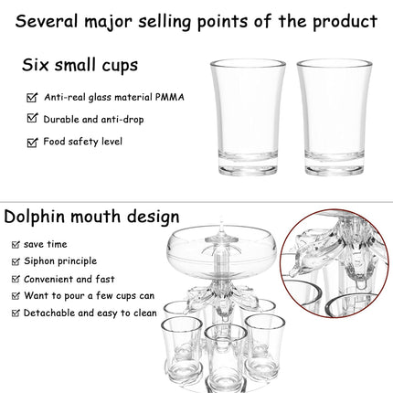 6 Head Wine Decanter Set with 6 Cups Clear Glass Wine Serving Kit for Home Party