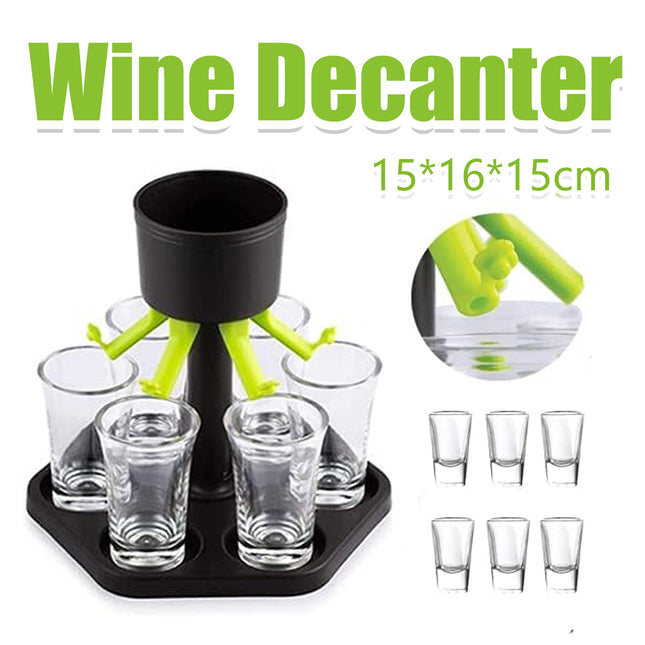 Hexagonal Fair Wine Dispenser with Six Plastic Cups for Home Bar Party Use
