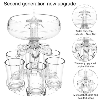 6 Head Wine Decanter Set with 6 Cups Clear Glass Wine Serving Kit for Home Party