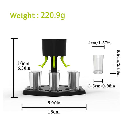 Hexagonal Fair Wine Dispenser with Six Plastic Cups for Home Bar Party Use