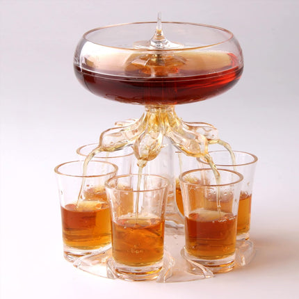 6 Head Wine Decanter Set with 6 Cups Clear Glass Wine Serving Kit for Home Party