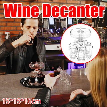 6 Head Wine Decanter Set with 6 Cups Clear Glass Wine Serving Kit for Home Party