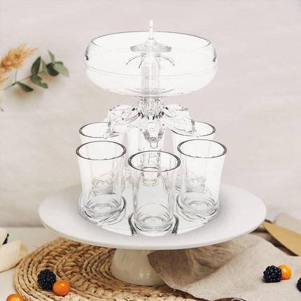 6 Head Wine Decanter Set with 6 Cups Clear Glass Wine Serving Kit for Home Party