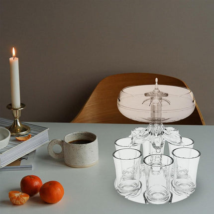 6 Head Wine Decanter Set with 6 Cups Clear Glass Wine Serving Kit for Home Party