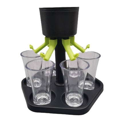 Hexagonal Fair Wine Dispenser with Six Plastic Cups for Home Bar Party Use