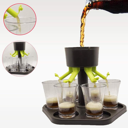 Hexagonal Fair Wine Dispenser with Six Plastic Cups for Home Bar Party Use
