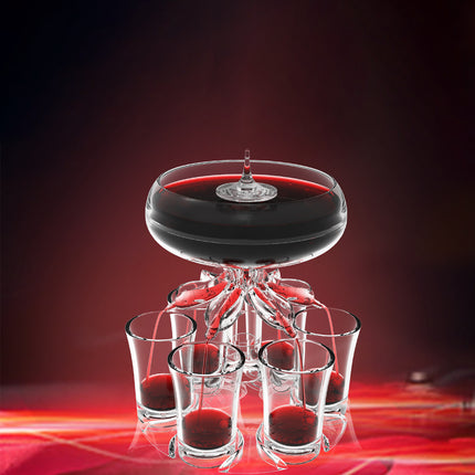 6 Head Wine Decanter Set with 6 Cups Clear Glass Wine Serving Kit for Home Party