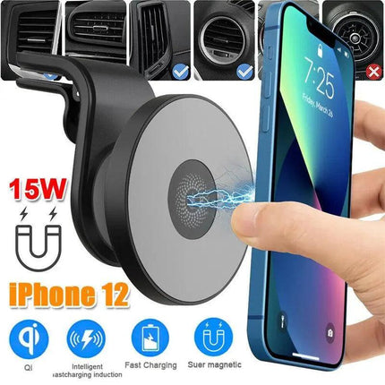 Wireless 15W Magnetic Car Mount Holder Charger For iPhone 13 12 Pro Max MagSafe - Aimall