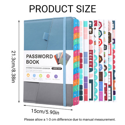 A5 Password Book with Alphabetical Tabs For Internet Account login Password