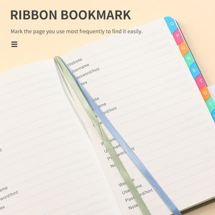 A5 Password Book with Alphabetical Tabs For Internet Account login Password