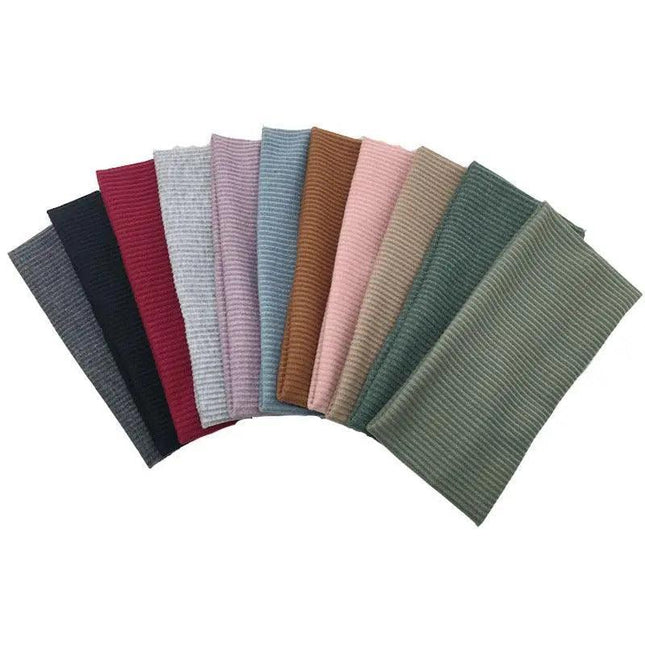 Women Headband Solid Wide Turban Knitted Cotton Hairband Girls Elastic Hair Band - Aimall