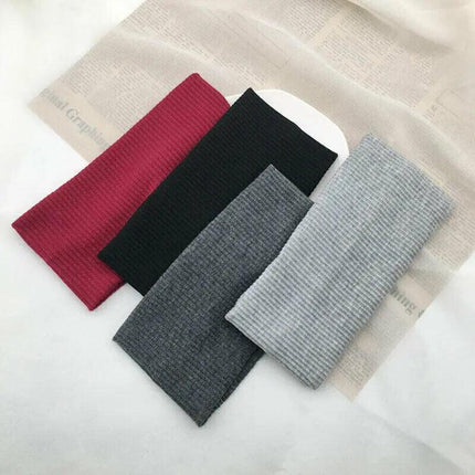 Women Headband Solid Wide Turban Knitted Cotton Hairband Girls Elastic Hair Band - Aimall