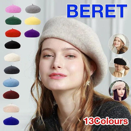 Women's Ladies Beanie Wool French Beret Newsboy Hat Cap Winter Warm Hats Girls - Aimall