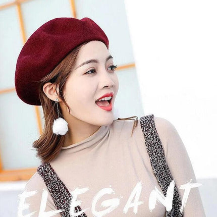 Women's Ladies Beanie Wool French Beret Newsboy Hat Cap Winter Warm Hats Girls - Aimall