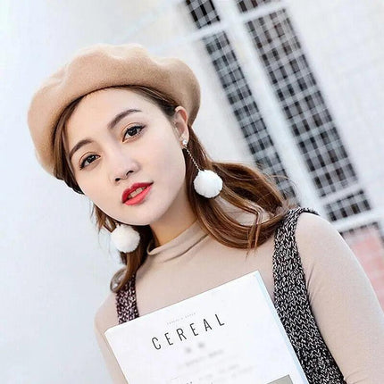 Women's Ladies Beanie Wool French Beret Newsboy Hat Cap Winter Warm Hats Girls - Aimall