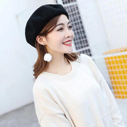 Women's Ladies Beanie Wool French Beret Newsboy Hat Cap Winter Warm Hats Girls - Aimall