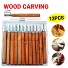 12Pcs Wood Carving Tool Chisels Set Woodcut Knife Arts Crafts Woodworking Chisel