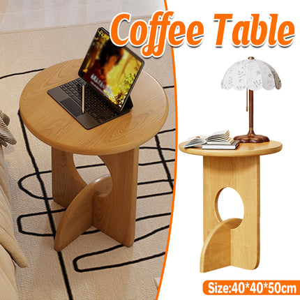 Wooden Round Side Table Sofa Corner Table Simple Family Living Room End Table
