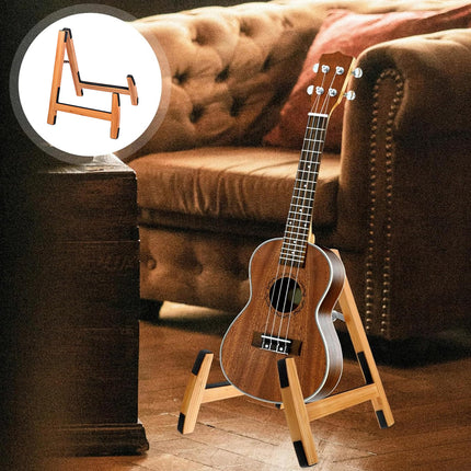 Bamboo Guitar Stand Foldable Adjustable Non Slip Multi Instrument A Frame 35cm