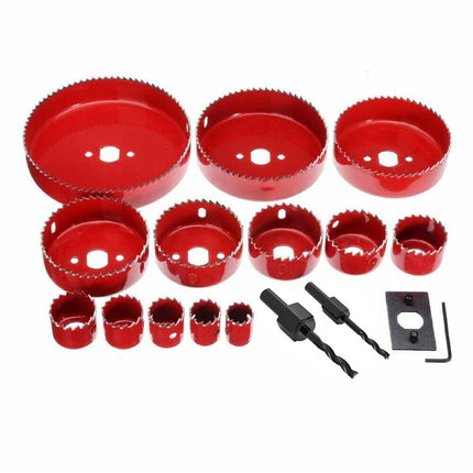 18X Hole Saw Drill Bit Kit Set Holesaw Wood Sheet Metal Timber Woodworking Tool