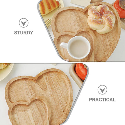Heart Shape Wood Coffee Tray Food Cup Tray Decorative Wood Dessert Candy Tray