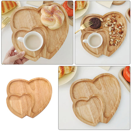 Heart Shape Wood Coffee Tray Food Cup Tray Decorative Wood Dessert Candy Tray