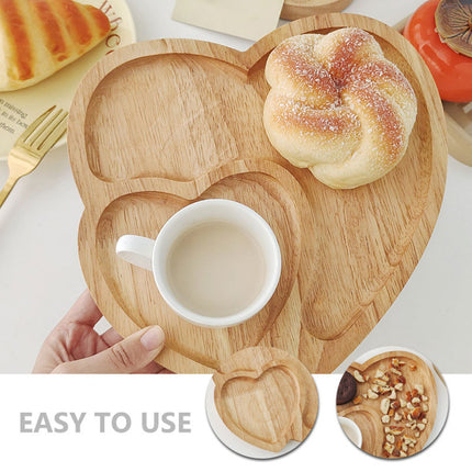 Heart Shape Wood Coffee Tray Food Cup Tray Decorative Wood Dessert Candy Tray