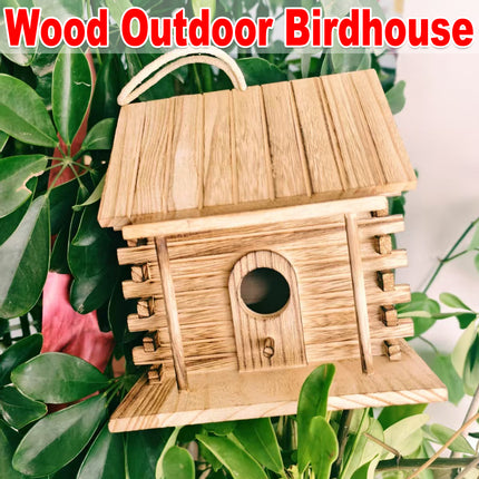 Wooden Bird House Outdoor Nest Breeding Box Pet Bird Shelter Hanging Cage