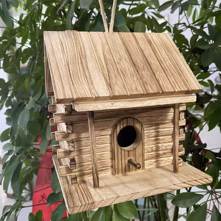 Wooden Bird House Outdoor Nest Breeding Box Pet Bird Shelter Hanging Cage