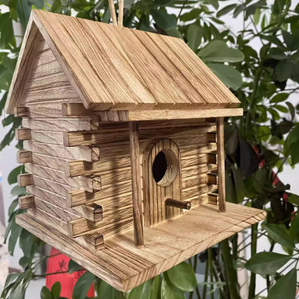 Wooden Bird House Outdoor Nest Breeding Box Pet Bird Shelter Hanging Cage