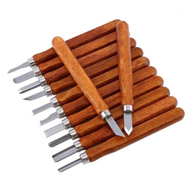12Pcs Wood Carving Tool Chisels Set Woodcut Knife Arts Crafts Woodworking Chisel - Aimall