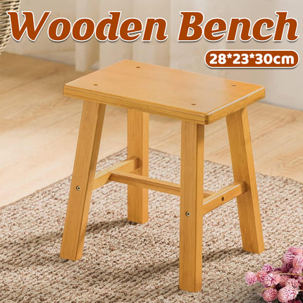 Portable Simple Wooden Stool Natural Wood Color Lightweight Sturdy Space Saving