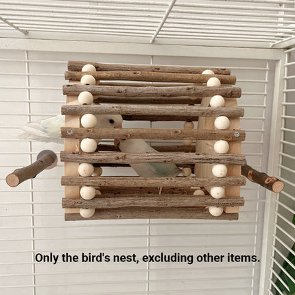 Wooden Bird Nest Durable Indoor Outdoor Garden Decor for Birds Sparrow Parrot