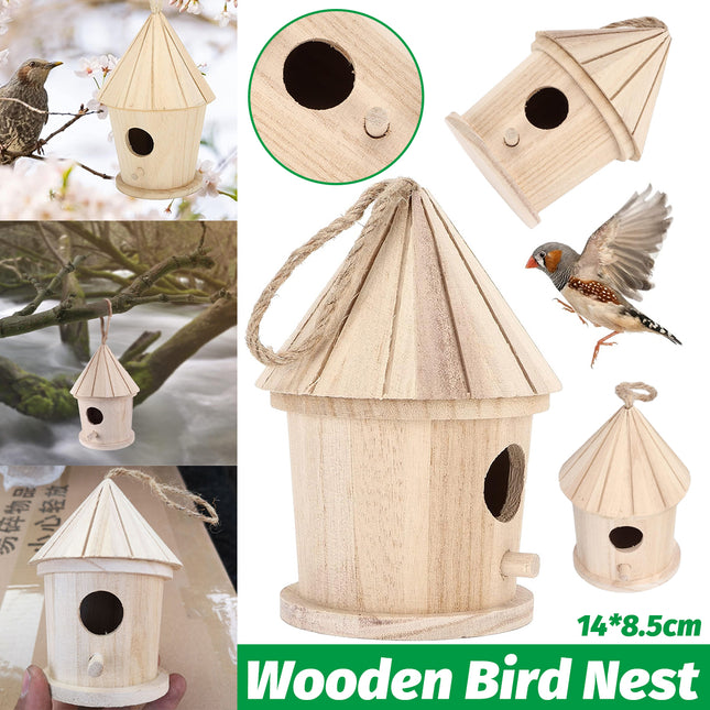 Wooden Bird Nest Hanging Bird House Outdoor Wall Mounted Birdhouse Box
